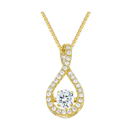 Twisted Pear Dancing Gemstone Necklace in 925 Sterling Silver w/ Pure Brilliance Zirconia CZ