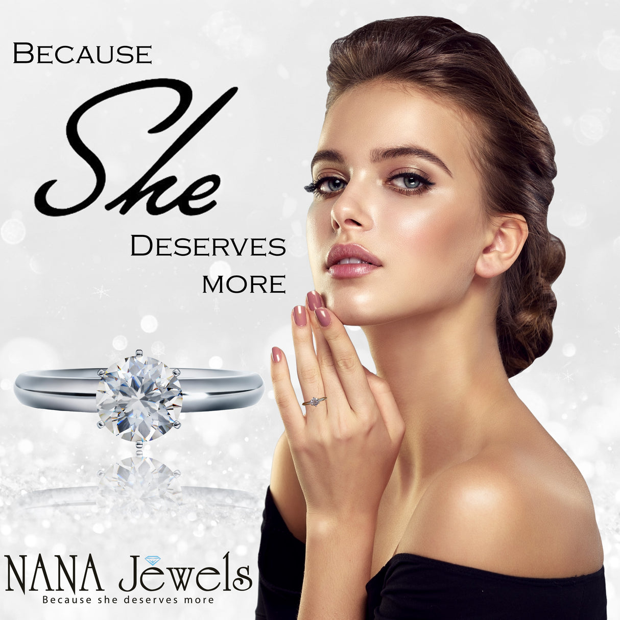 NANA Jewels Matrix Simulated Diamond Engagement Ring Solitaire 1 to 4 carat in Silver 10k & 14k Gold