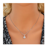 3 Prong Round Solitaire Simulated Diamond Necklace in Solid Sterling Silver with Pure Brilliance Zirconia