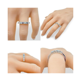 Central Diamond Center Straight Bar w/ Side CZs Mothers Ring with 1-6 Simulated Birthstones in Solid Sterling Silver, 10K or 14K Gold