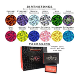 Central Diamond Center Shared Prong w/ Sides Couple 2 Stone Ring w/ Simulated Birthstones in Silver, 10K or 14k Gold