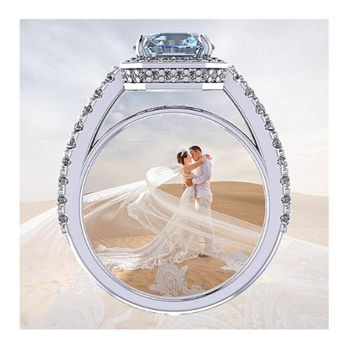 NANA Jewels Sterling Silver Asscher Cut Engagement Rings for Women - Choose Simulated Morganite, Citrine, Aquamarine & More