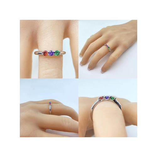 Central Diamond Center Lucita Mothers Rings w/ 1 to 6 Simulated Birthstones in Sterling Silver, 10K or 14K Gold