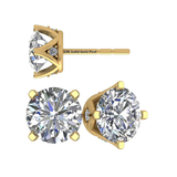 Lucita Simulated Diamond Stud Earrings with Solid 14K Gold Posts & Sterling Silver Basket, 3 & 4 Prongs