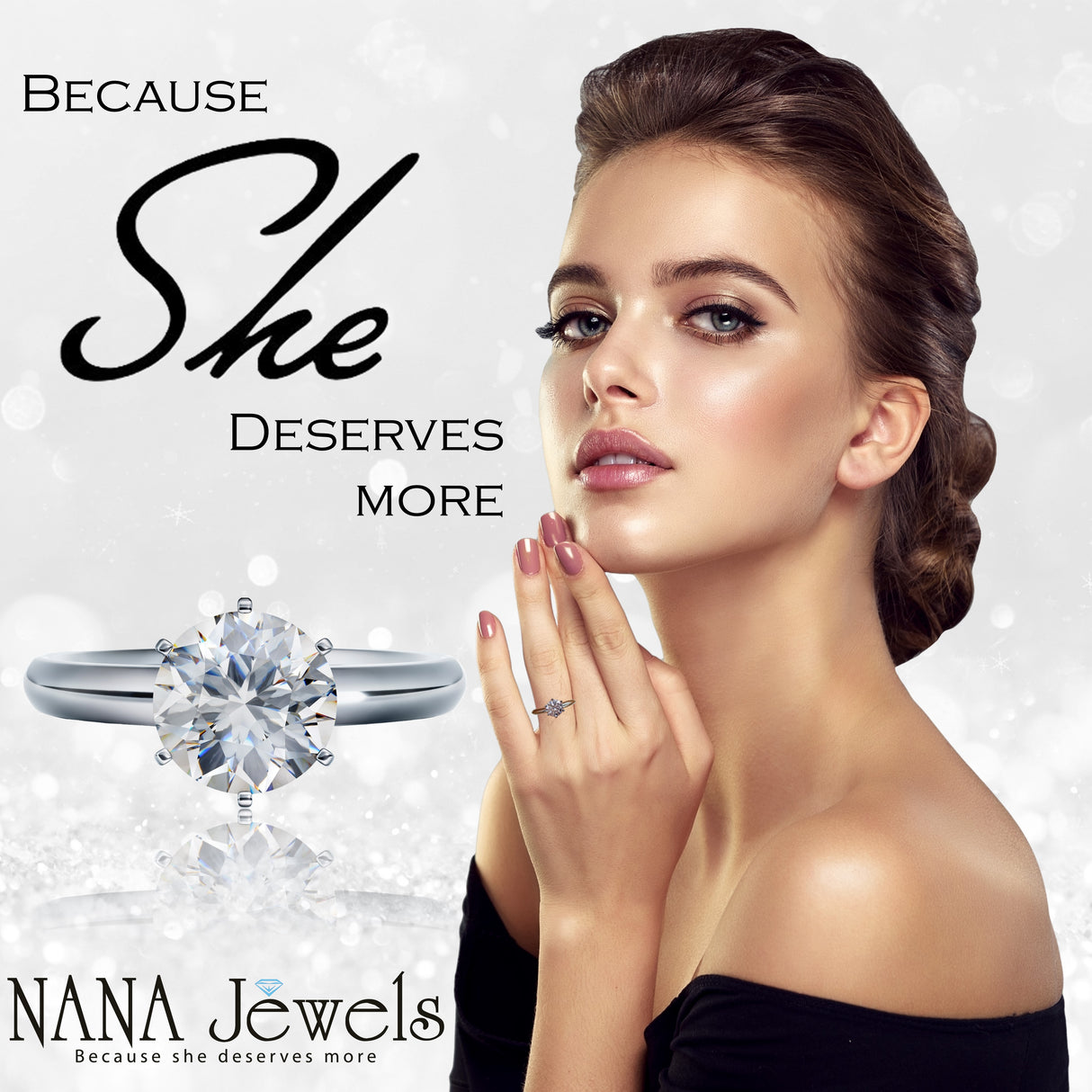 NANA Jewels Matrix Simulated Diamond Engagement Ring Solitaire 1 to 4 carat in Silver 10k & 14k Gold