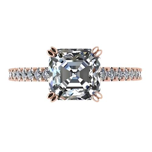 Nana Jewels Asscher Cut Cathedral Solitaire Engagement Ring 7Mm (2Ct) Pure Brilliance Zirconia - Sterling Silver, 10K Or 14K Gold