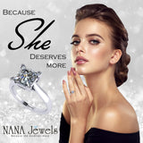 NANA Jewels 1 to4ct Simulated Diamond Engagement ring Princess Solitaire Lucita Cz & Silver