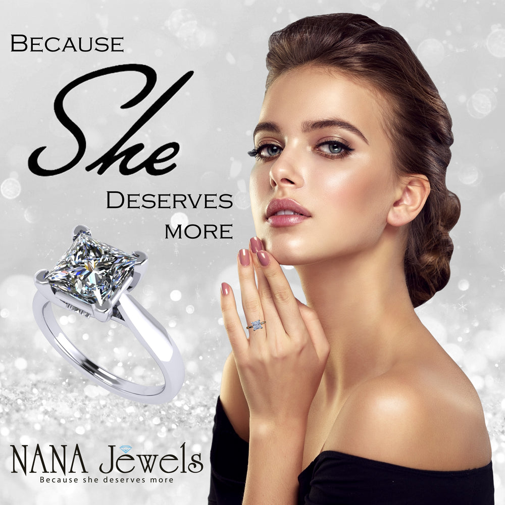NANA Jewels 1.00-4.00ct Lucita Cushion & Princess Cut Solitaire Wedding Engagement Ring Series, 10K Gold w/Cubic Zirconia Simulated Diamond(B)