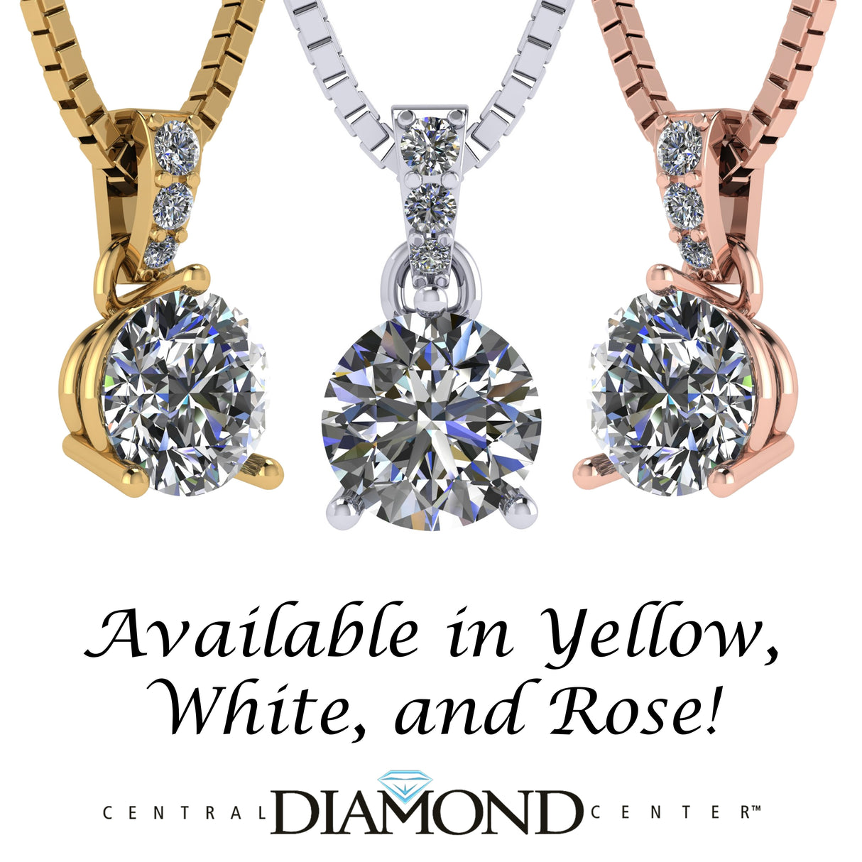 3 Prong Round Solitaire Simulated Diamond Necklace in Solid Sterling Silver with Pure Brilliance Zirconia
