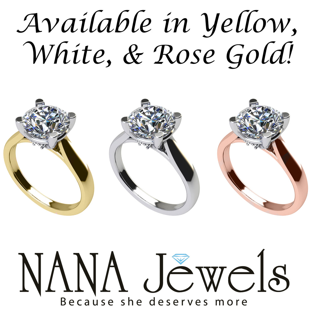 NANA Jewels 1.00-4.00ct Lucita Round Cut Solitaire Wedding Engagement Ring Series, 10K Gold w/Cubic Zirconia Simulated Diamond(A)
