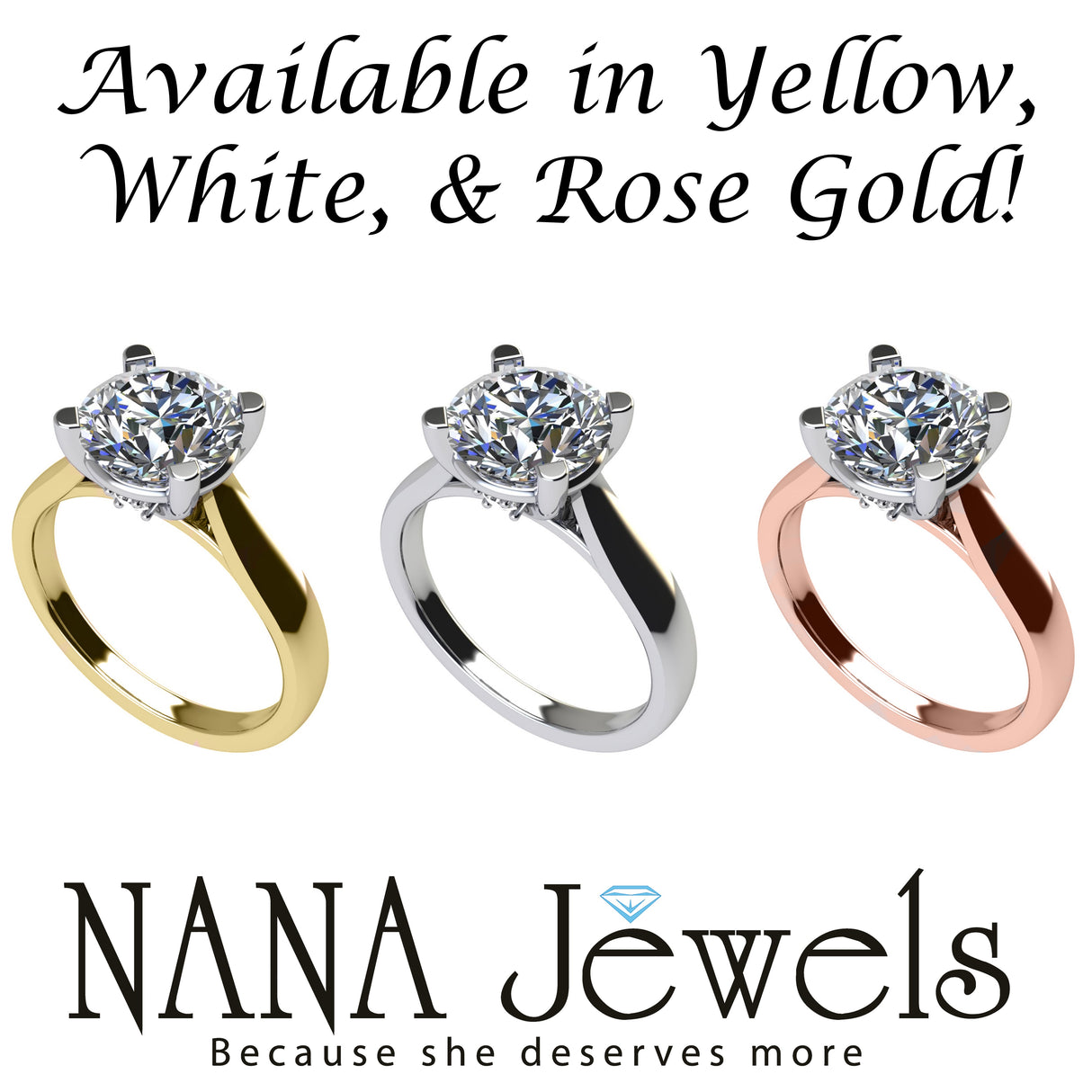 NANA Jewels 1.00-4.00ct Lucita Round Cut Solitaire Wedding Engagement Ring Series, 10K Gold w/Cubic Zirconia Simulated Diamond(A)