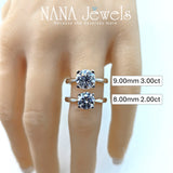 NANA Jewels 2.00ct-3.00ct Simulated Diamond Zirconia Engagement Ring Round Cut Heart & Soul Solitaire Sterling Silver
