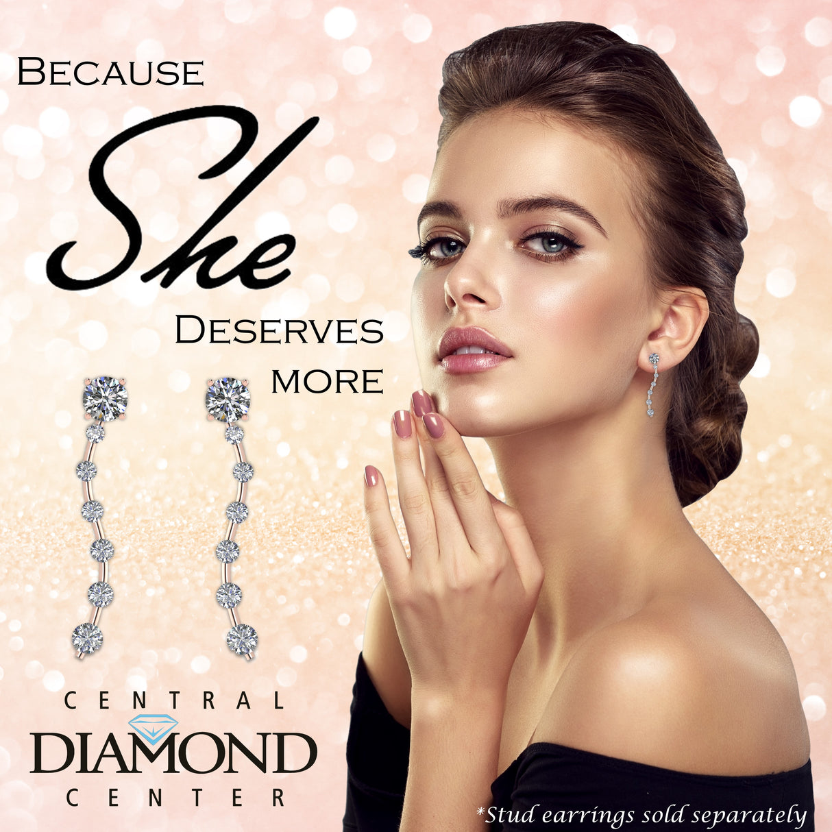 Earring Jacket for Stud Earrings in Solid 925 Sterling Silver made with Pure Brilliance Zirconia CZ