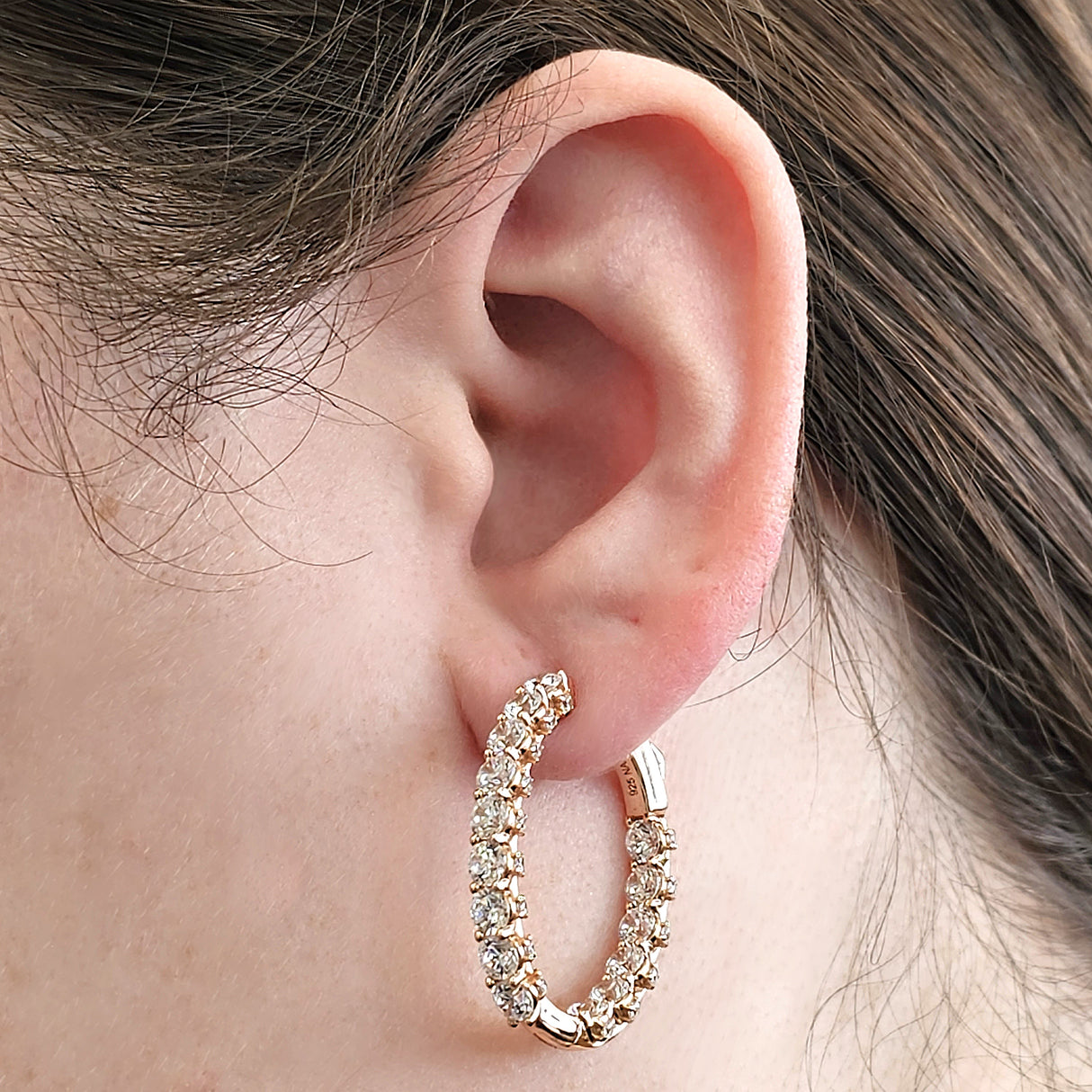 Pure Brilliance Zirconia hoops sparkling.