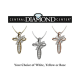 Central Diamond Center Family Cross CZ Birthstone Mothers Necklace w/ 1 to 11 Simulated Birthstones in Solid 925 Sterling Silver