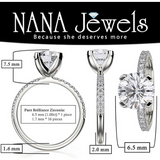 NANA Jewels 1.00ct to 4.00ct Simulated Diamond Engagement Ring Round Solitaire Sterling Silver 10k-14k