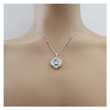 Central Diamond Center Swirl Dancing Gemstone Necklace for Women in Solid 925 Sterling Silver w/Pure Brilliance Zirconia CZ