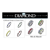 Central Diamond Center Sterling Silver Stackable Birthstone Ring Band w/Princess Cut Simulated Birthstones, Gold Plated