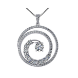 Elegant Swirl Simulated Diamond Necklace – Solid Sterling Silver, Platinum Plated – Dazzling Central Diamond Accent for Women