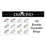 Central Diamond Center Sterling Silver Stackable Birthstone Ring Band w/ All Rounds Simulated Birthstones, Gold Plated