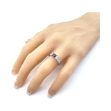 Central Diamond Center Oval Cut  Lucita Mothers Rings w/ 1 to 7 Simulated Birthstones in Sterling Silver, 10K or 14K Gold