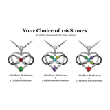 Central Diamond Center Infinity Love Mother & Child Necklace w/ 1-5 Simulated Birthstones in Silver, 10K, or 14K Gold (B)