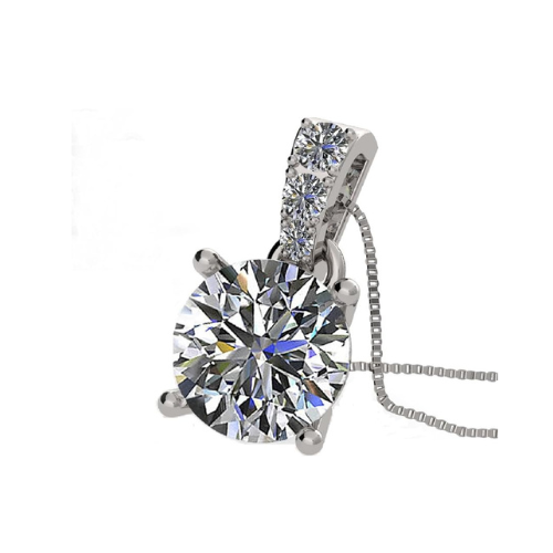 2 Carat Total Weight Moissanite Stud Earrings 14k Gold Post-Matching Solitaire Pendant in Sterling Silver