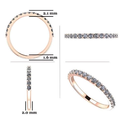 NANA Jewels Wedding Band Cubic Zirconia in 925 Sterling Silver 10K and 14K Gold Half Eternity Stackable Anniversary Ring Size 4-12