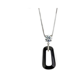 Central Diamond Center Black Ceramic & Pure Brilliance Zirconia CZ Earrings and Necklace