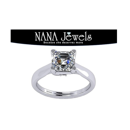 NANA Jewels 1.50 to 3.00ct Asscher Cut simulated Diamond Engagement Ring 10K-14K Gold Lucita