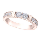 Central Diamond Center Shared Prong w/ Sides Couple 2 Stone Ring w/ Simulated Birthstones in Silver, 10K or 14k Gold