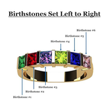 Central Diamond Center Princess Mothers Ring w/ 1 to 6 Simulated Birthstones in Sterling Silver, 10K or 14K Gold
