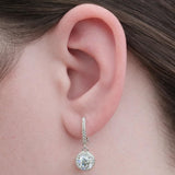 Halo Birthstone Dangle Earrings w/ Pure Brilliance Zirconia Accent Gemstones in Sterling Silver for Women