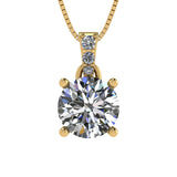 4 Prong Round Solitaire Simulated Diamond Necklace in Solid Sterling Silver with Pure Brilliance Zirconia