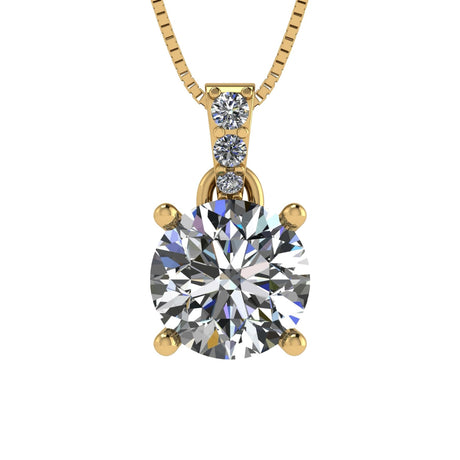 4 Prong Round Solitaire Simulated Diamond Necklace in Solid Sterling Silver with Pure Brilliance Zirconia
