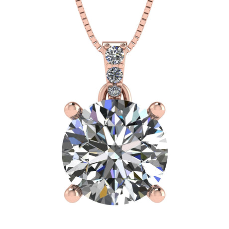 4 Prong Round Solitaire Simulated Diamond Necklace in Solid Sterling Silver with Pure Brilliance Zirconia