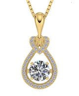 Heart & Pear Dancing Gemstone Necklace for Women 925 Sterling Silver & Pure Brilliance Zirconia