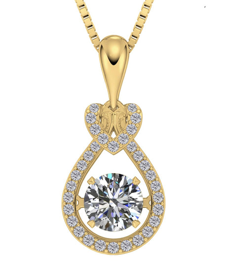 Heart & Pear Dancing Gemstone Necklace for Women 925 Sterling Silver & Pure Brilliance Zirconia