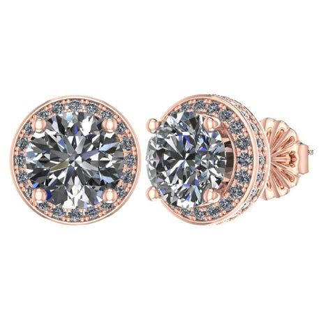 Round Halo Stud Earrings 0.85cttw-4.50cttw in Sterling Silver w/Pure Brilliance Zirconia, Hypoallergenic