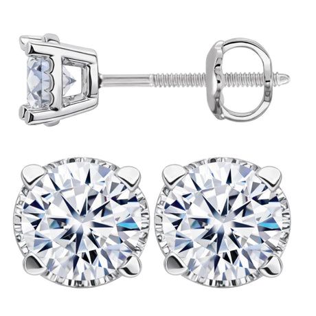 0.20ct-0.30ct CVD-Lab-Grown Diamond Stud Earrings (E-F, VS-SI), Solid 14K Gold & Silver, Threaded or Friction Post