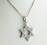Central Diamond Center Star of David Pendant Sterling Silver and Pure Brilliance CZ w/Box Chain