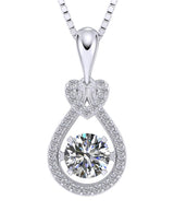 Heart & Pear Dancing Gemstone Necklace for Women 925 Sterling Silver & Pure Brilliance Zirconia