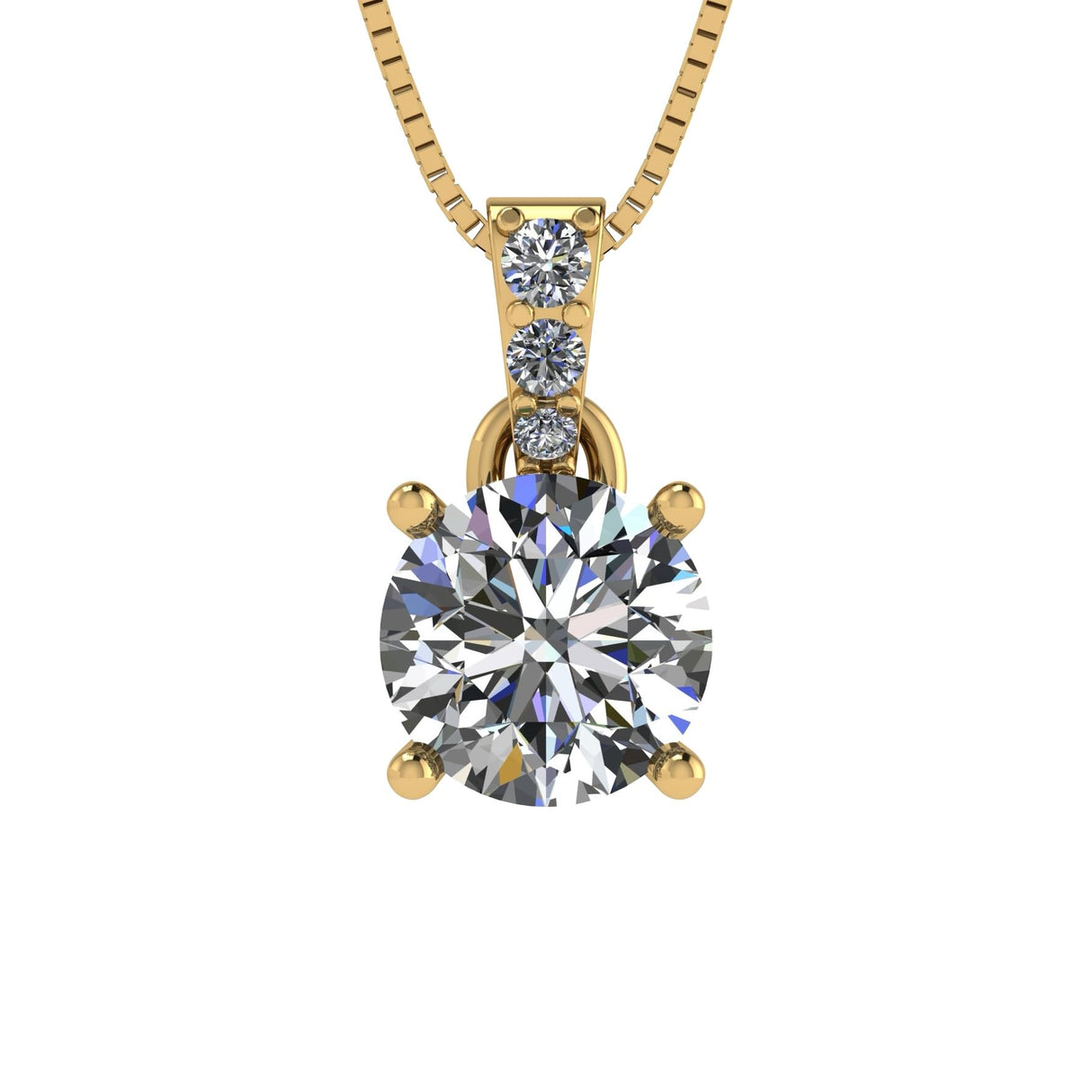 4 Prong Round Solitaire Simulated Diamond Necklace in Solid Sterling Silver with Pure Brilliance Zirconia