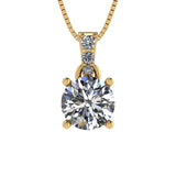 4 Prong Round Solitaire Simulated Diamond Necklace in Solid Sterling Silver with Pure Brilliance Zirconia