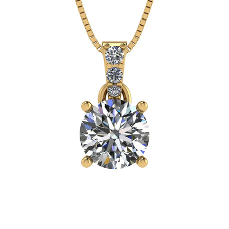4 Prong Round Solitaire Simulated Diamond Necklace in Solid Sterling Silver with Pure Brilliance Zirconia