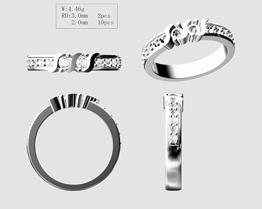 Central Diamond Center S-Bar w/Sides Couple's Ring with Simulated Birthstones in Sterling Silver, 10K or 14k Solid GOLD