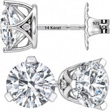 Lucita Simulated Birthstone Stud Earrings with Solid 14K Gold Posts & Sterling Silver Basket