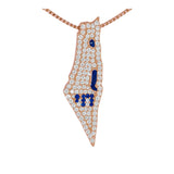 Central Diamond Center Israel Map Necklace/Pendant-Sterling Silver Am Israel Chai on Back Side-3D Map of Israel Large & Small