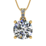 4 Prong Round Solitaire Simulated Diamond Necklace in Solid Sterling Silver with Pure Brilliance Zirconia