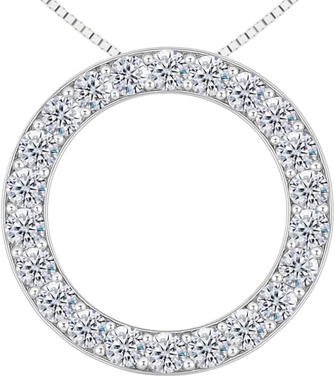 Central Diamond Center Sterling Silver Circle of Life Pendant Necklace – 5.00 Carat Cubic Zirconia (27 Stones, 3.50mm Each) – 925 Silver, 5g – Eternal Love Jewelry for Women
